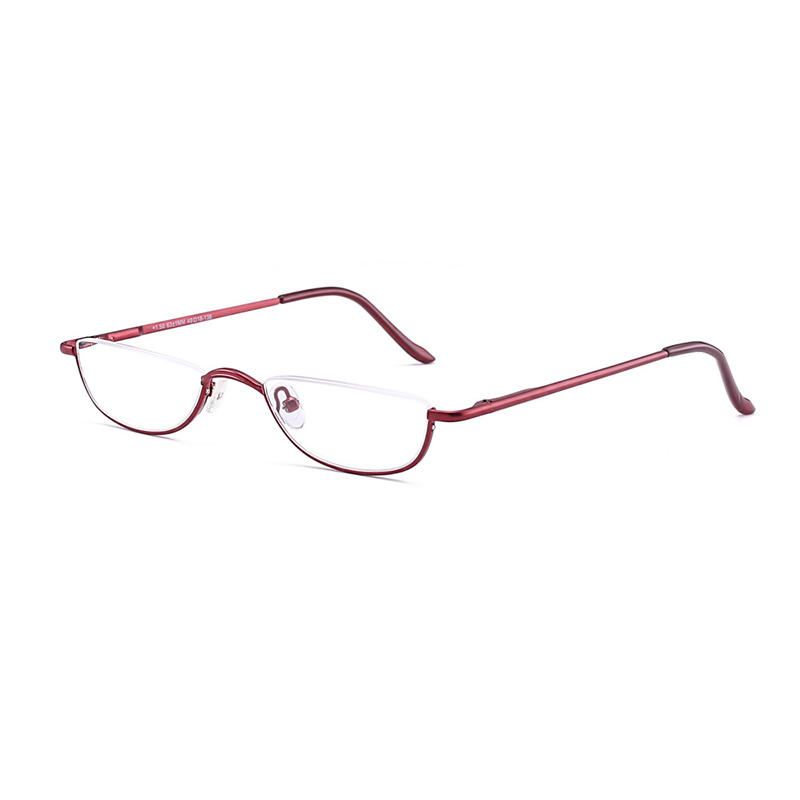 حامل نظارات للقراءة بنصف إطار أحمر بمفصلة زنبركية