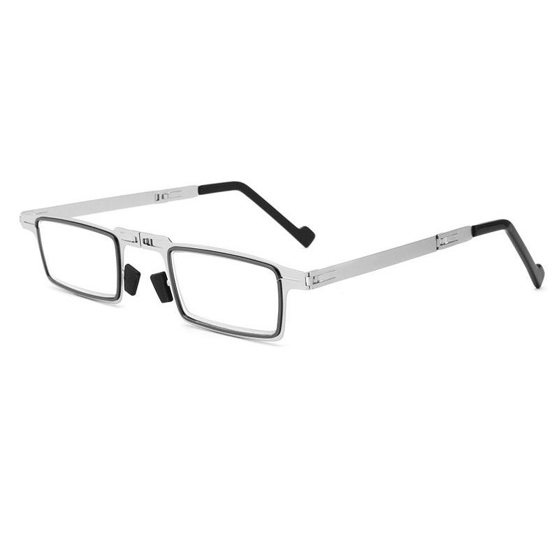 نظارات قراءة مؤطرة خفيفة الوزن من الفولاذ المقاوم للصدأ مع عدسة مضادة للضوء الأزرق
