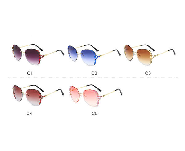 2022 النظارات الشمسية ذات الألوان الكبيرة النظارات الشمسية النسائية العصرية النظارات الشمسية الخارجية بدون إطار نظارات شمسية مربعة