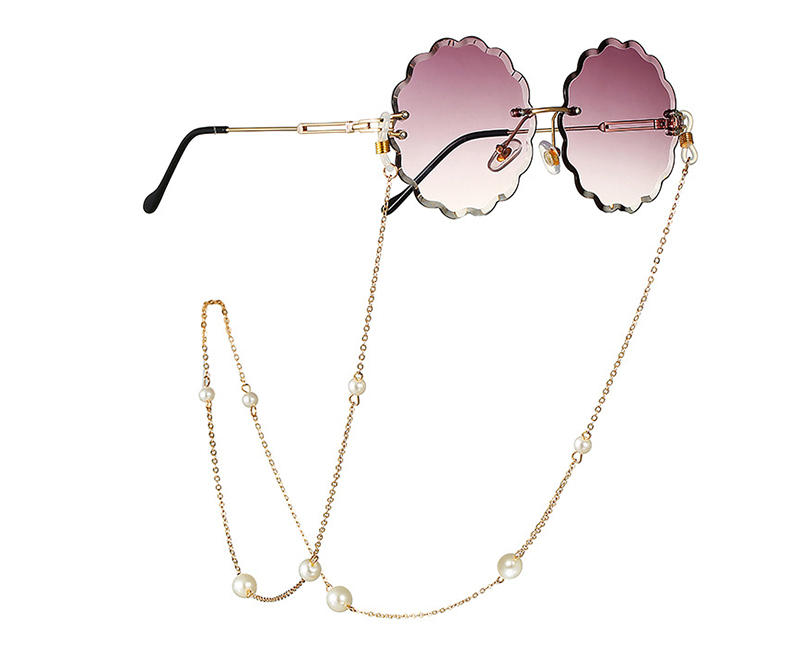 سلسلة نظارات شمسية عصرية من الذهب عيار 18 قيراط ، حامل نظارات من الخرز الكريستالي الملون ، سلاسل عنق للنساء